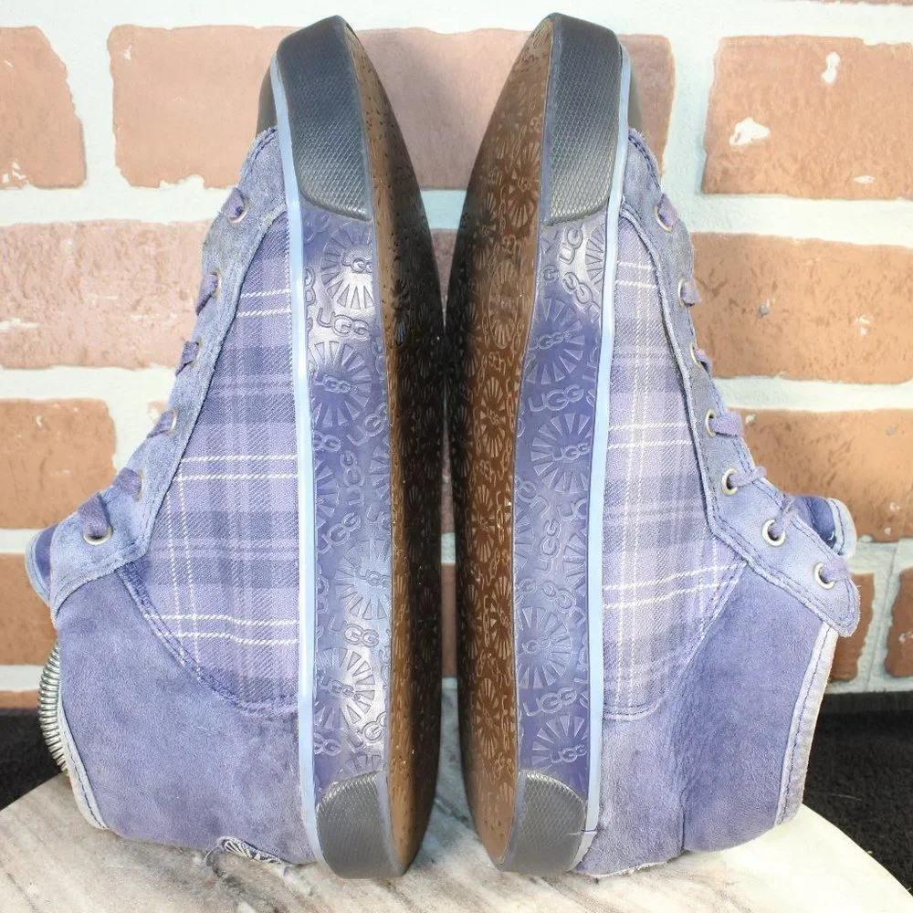 Ugg Shoes Womens Size 7.5 Sherpa Lined Athletic Plaid Sneakers Purple. - Picture 5 of 8